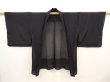 Photo5: 6713T02z250 Vintage Japanese Kimono Silk See through HAORI Plain Black (5)