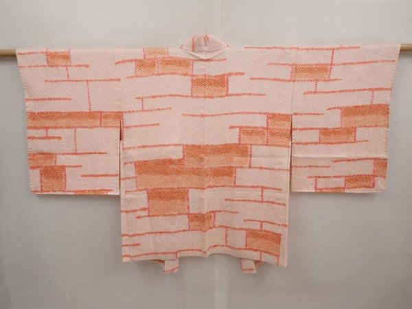 Photo1: 6713T03z470 Vintage Japanese Kimono Silk SHIBORI HAORI  Pink (1)