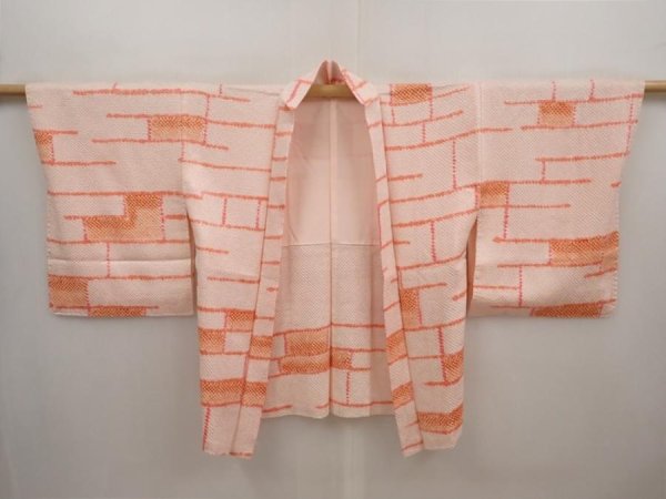 Photo5: 6713T03z470 Vintage Japanese Kimono Silk SHIBORI HAORI  Pink (5)