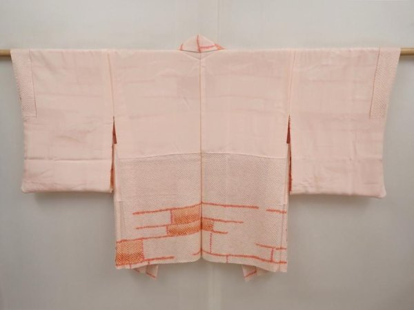 Photo6: 6713T03z470 Vintage Japanese Kimono Silk SHIBORI HAORI  Pink (6)