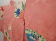 Photo2: 6713T04z490 Vintage Japanese Kimono Silk HAORI Folding fan Coral pink (2)