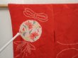 Photo5: 6713T05z370 Antique Japanese Kimono Silk HAORI Flowers Red (5)
