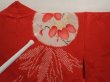 Photo6: 6713T05z370 Antique Japanese Kimono Silk HAORI Flowers Red (6)