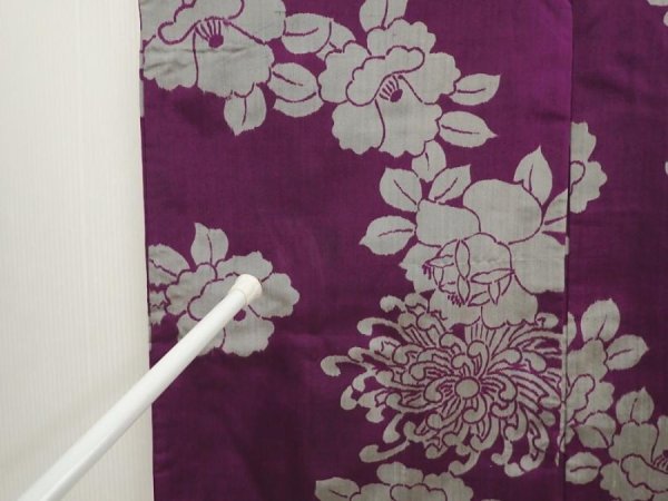 Photo5: 6713T06z430 Vintage Japanese Kimono Silk MEISEN HAORI Purple (5)