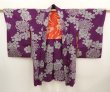 Photo6: 6713T06z430 Vintage Japanese Kimono Silk MEISEN HAORI Purple (6)