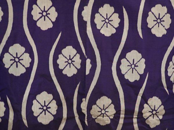 Photo3: 6713T07z420 Vintage Japanese Kimono Silk MEISEN HAORI Flower Dark purple (3)