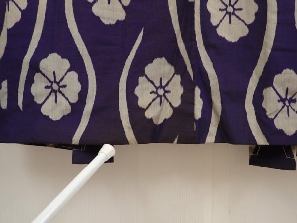 Photo5: 6713T07z420 Vintage Japanese Kimono Silk MEISEN HAORI Flower Dark purple (5)