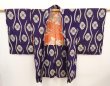 Photo6: 6713T07z420 Vintage Japanese Kimono Silk MEISEN HAORI Flower Dark purple (6)