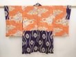 Photo8: 6713T07z420 Vintage Japanese Kimono Silk MEISEN HAORI Flower Dark purple (8)