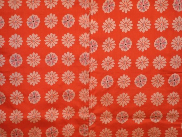 Photo3: 6713T08z490 Vintage Japanese Kimono Silk MEISEN HAORI Flower Orangered (3)