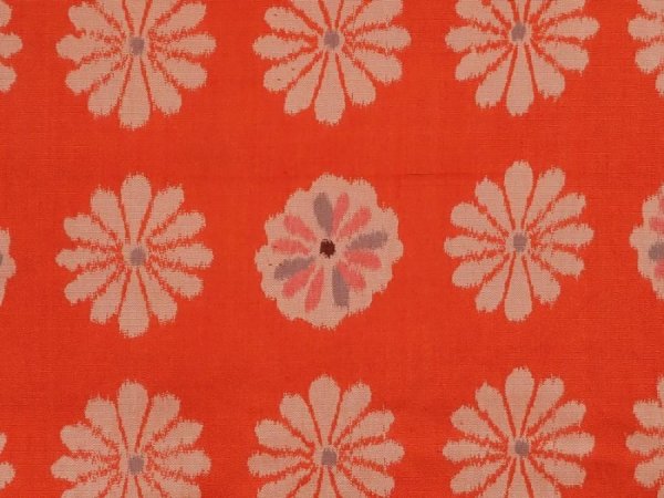 Photo4: 6713T08z490 Vintage Japanese Kimono Silk MEISEN HAORI Flower Orangered (4)