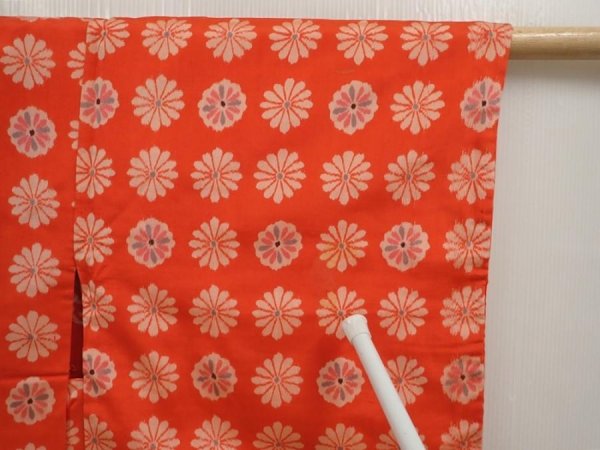 Photo5: 6713T08z490 Vintage Japanese Kimono Silk MEISEN HAORI Flower Orangered (5)
