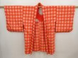 Photo6: 6713T08z490 Vintage Japanese Kimono Silk MEISEN HAORI Flower Orangered (6)