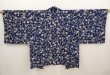 Photo1: 6713T11z400 Vintage Japanese Kimono Silk HAORI Flowers Navy (1)