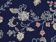 Photo4: 6713T11z400 Vintage Japanese Kimono Silk HAORI Flowers Navy (4)
