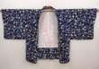 Photo6: 6713T11z400 Vintage Japanese Kimono Silk HAORI Flowers Navy (6)