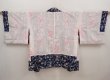 Photo7: 6713T11z400 Vintage Japanese Kimono Silk HAORI Flowers Navy (7)