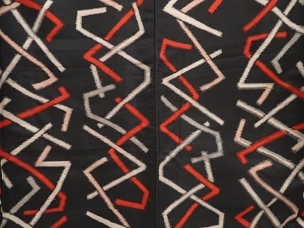 Photo5: 6714T01z740 Vintage Japanese Kimono Silk MEISEN KOMON  Black (5)