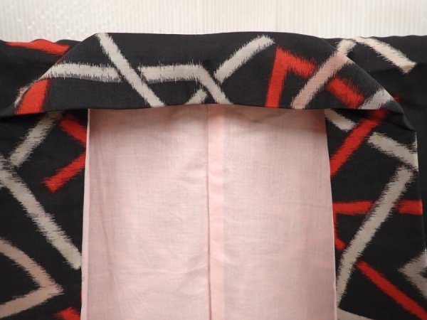 Photo8: 6714T01z740 Vintage Japanese Kimono Silk MEISEN KOMON  Black (8)