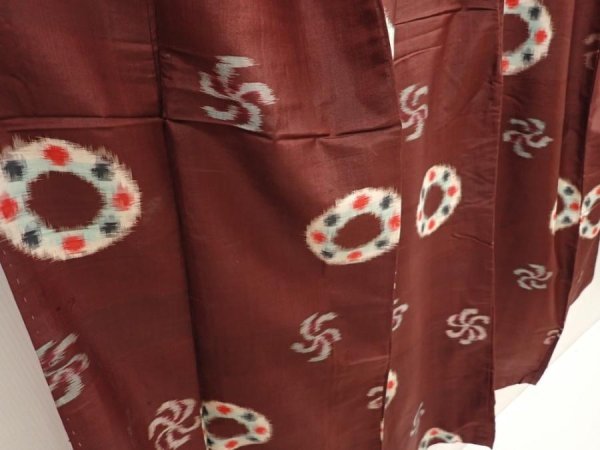Photo3: 6714T02z560 Vintage Japanese Kimono Silk MEISEN KOMON Purple-Brown (3)