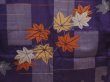 Photo5: 6714T03z590 Vintage Japanese Kimono Silk MEISEN KOMON Maple Dark lavender (5)