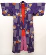 Photo6: 6714T03z590 Vintage Japanese Kimono Silk MEISEN KOMON Maple Dark lavender (6)