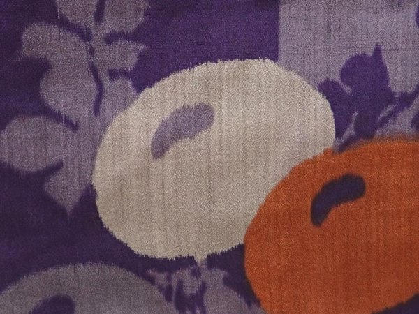 Photo7: 6714T03z590 Vintage Japanese Kimono Silk MEISEN KOMON Maple Dark lavender (7)