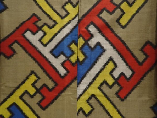Photo5: 6714T04z590 Vintage Japanese Kimono Silk MEISEN KOMON Olive brown (5)