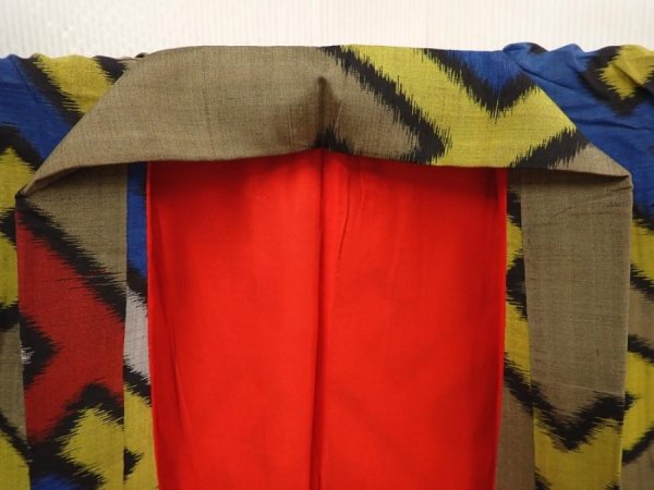 Photo8: 6714T04z590 Vintage Japanese Kimono Silk MEISEN KOMON Olive brown (8)
