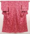 Photo1: 6714T06z610 Vintage Japanese Kimono Silk MEISEN KOMON Red-Pink (1)
