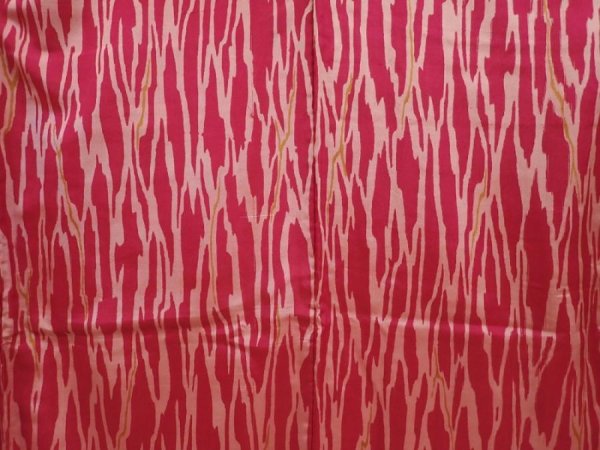 Photo5: 6714T06z610 Vintage Japanese Kimono Silk MEISEN KOMON Red-Pink (5)