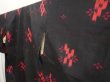 Photo2: 6714T07z680 Vintage Japanese Kimono Silk MEISEN KOMON Flower Black (2)
