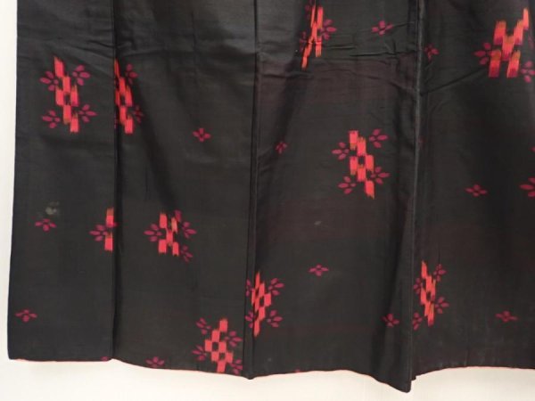 Photo4: 6714T07z680 Vintage Japanese Kimono Silk MEISEN KOMON Flower Black (4)