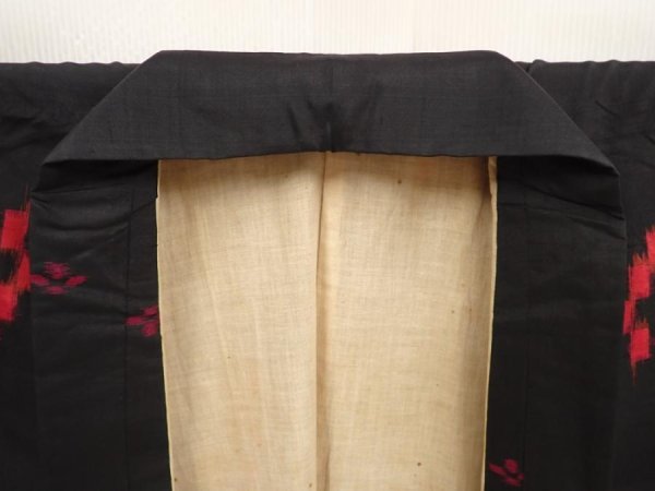 Photo8: 6714T07z680 Vintage Japanese Kimono Silk MEISEN KOMON Flower Black (8)