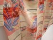 Photo3: 6714T11z550 Vintage Japanese Kimono Silk MEISEN KOMON Flower Peach-Beige (3)