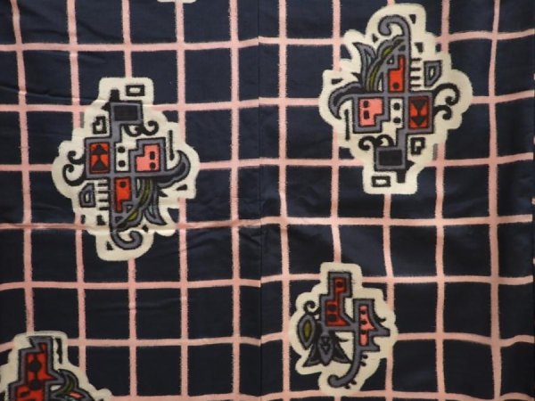 Photo5: 6714T12z680 Vintage Japanese Kimono Silk MEISEN KOMON Black (5)