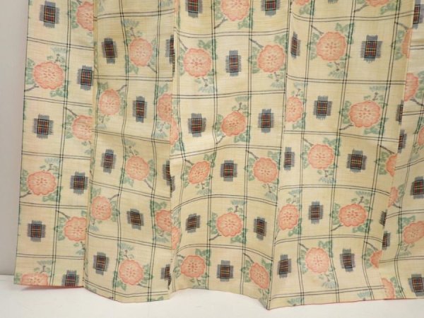 Photo4: 6714T13z800 Vintage Japanese Kimono Silk TSUMUGI Flower Light cream (4)