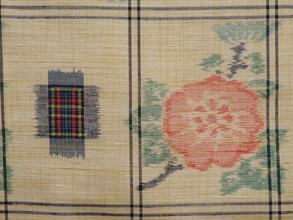 Photo6: 6714T13z800 Vintage Japanese Kimono Silk TSUMUGI Flower Light cream (6)