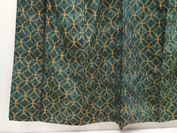 Photo4: 6714T14z810 Vintage Japanese Kimono Silk TSUMUGI  Dull green (4)