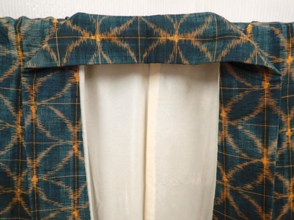 Photo7: 6714T14z810 Vintage Japanese Kimono Silk TSUMUGI  Dull green (7)