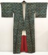 Photo8: 6714T14z810 Vintage Japanese Kimono Silk TSUMUGI  Dull green (8)