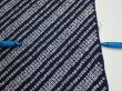 Photo6: 3M03z70  Japanese Kimono Silk SHIBORI FABRIC  Dark navy 47.2x14.6 (6)