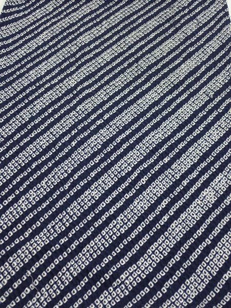 Photo1: 3M05z60  Japanese Kimono Silk SHIBORI FABRIC  Dark navy 45.7x14.6 (1)