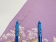 Photo6: 3M01z60  Japanese Kimono Silk  FABRIC Crane Purple-Pink 44.5x14.8 (6)