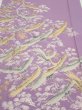 Photo1: 3M03z100  Japanese Kimono Silk  FABRIC Crane Purple-Pink 69.3x14.8 (1)