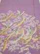 Photo1: 3M04z90  Japanese Kimono Silk  FABRIC Crane Purple-Pink 69.3x14.6 (1)
