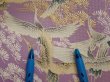 Photo7: 3M04z90  Japanese Kimono Silk  FABRIC Crane Purple-Pink 69.3x14.6 (7)