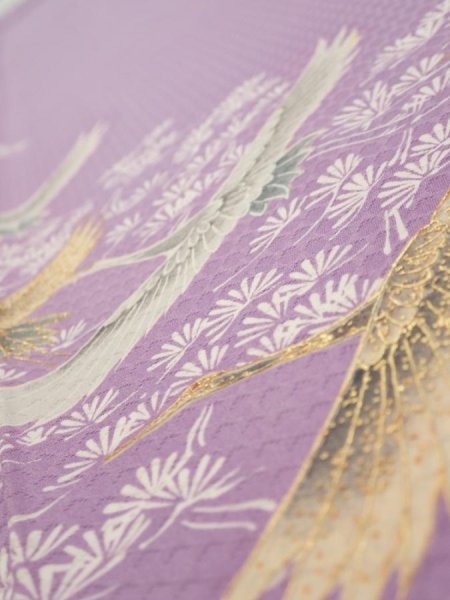Photo4: 3M05z90  Japanese Kimono Silk  FABRIC  Purple-Pink 69.7x14.8 (4)