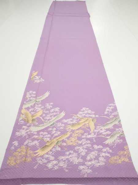 Photo5: 3M05z90  Japanese Kimono Silk  FABRIC  Purple-Pink 69.7x14.8 (5)