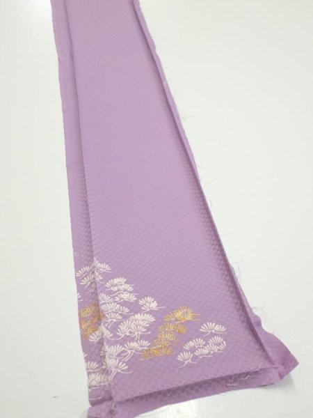 Photo2: 3M07z50  Japanese Kimono Silk  FABRIC Pine Purple-Pink 64.6x7.5 (2)